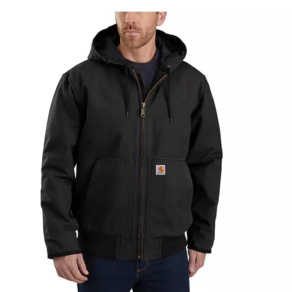 Carhartt Black Performance Jacket with Hood and Water-Resistant Fabric